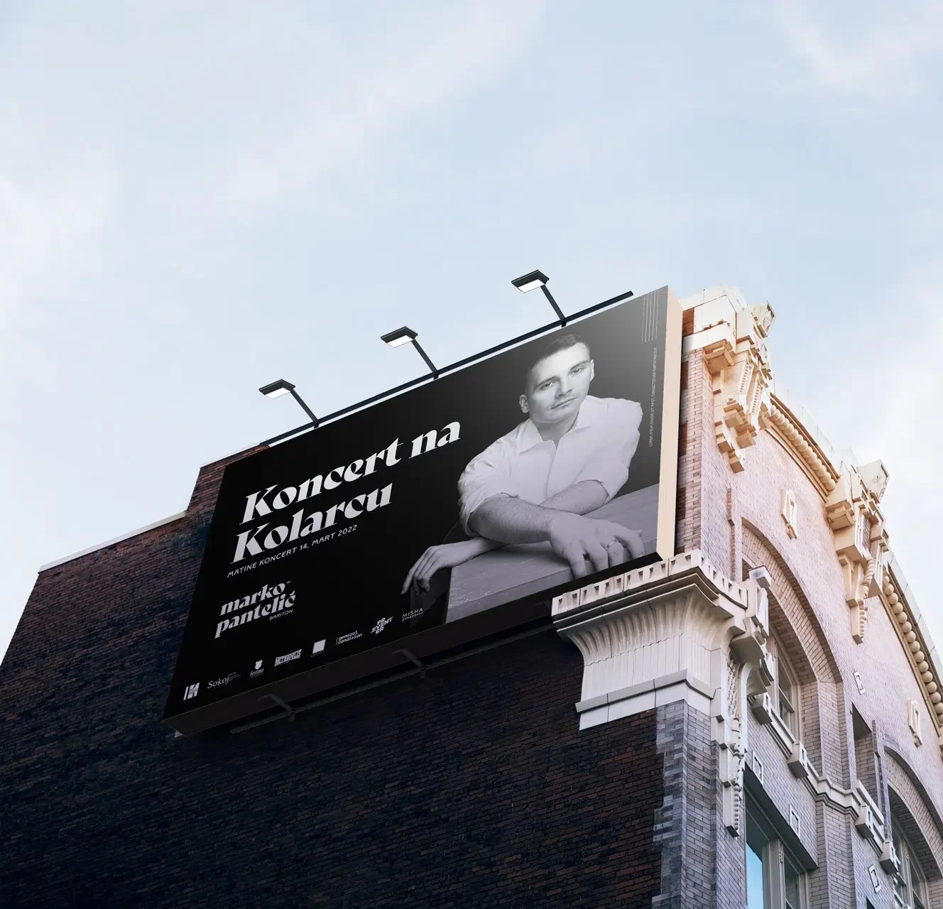 Brand identity for opera singer Marko Pantelić, combining classical typography, high contrast, and minimal design elements to reflect his dramatic stage presence and vocal power.