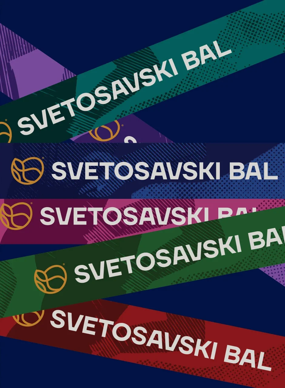 Savaball branding featuring a swirling monogram, deep yellow and midnight blue palette, and visual elements inspired by Viennese ball culture.