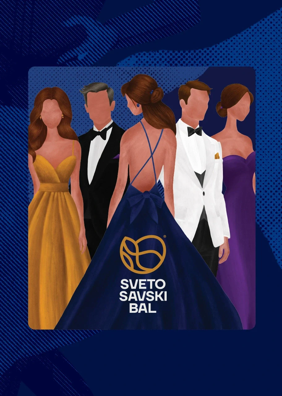 Savaball branding featuring a swirling monogram, deep yellow and midnight blue palette, and visual elements inspired by Viennese ball culture.