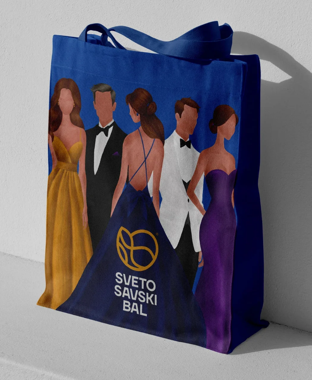 Savaball branding featuring a swirling monogram, deep yellow and midnight blue palette, and visual elements inspired by Viennese ball culture.