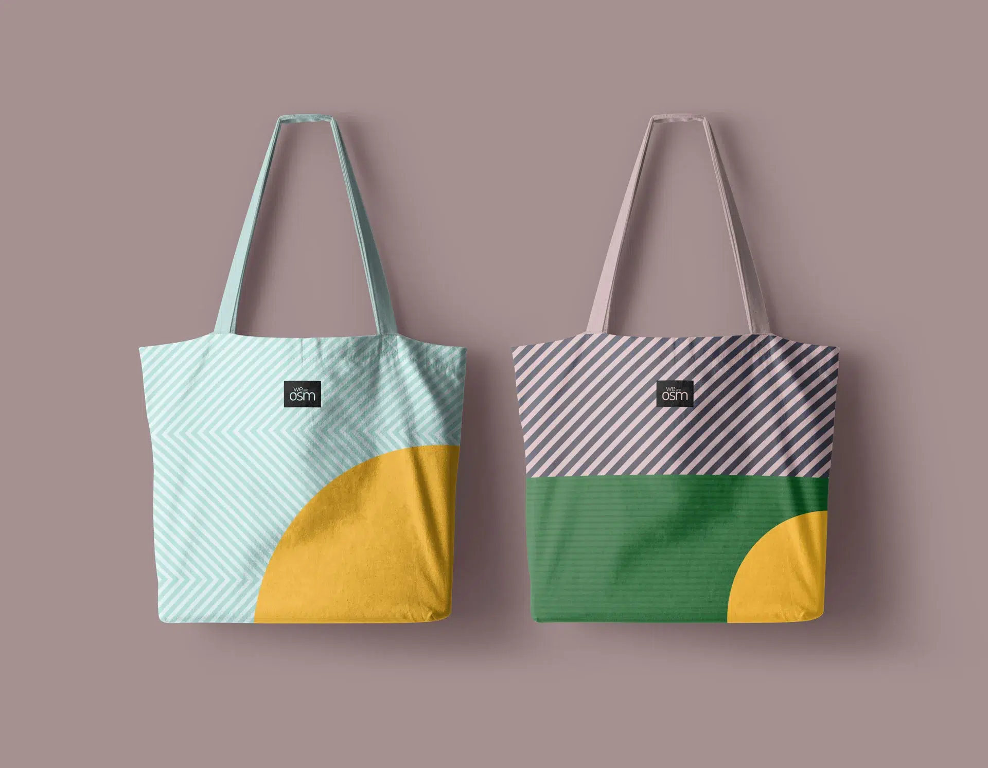 Modular brand identity for We Are OSM showcasing bold patterns, scalable design elements, and a flexible system that unifies multiple sub-brands.
