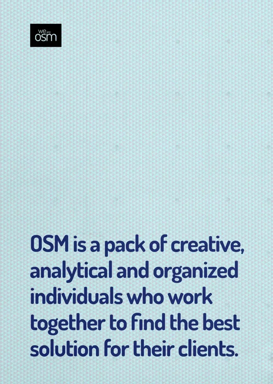 Modular brand identity for We Are OSM showcasing bold patterns, scalable design elements, and a flexible system that unifies multiple sub-brands.